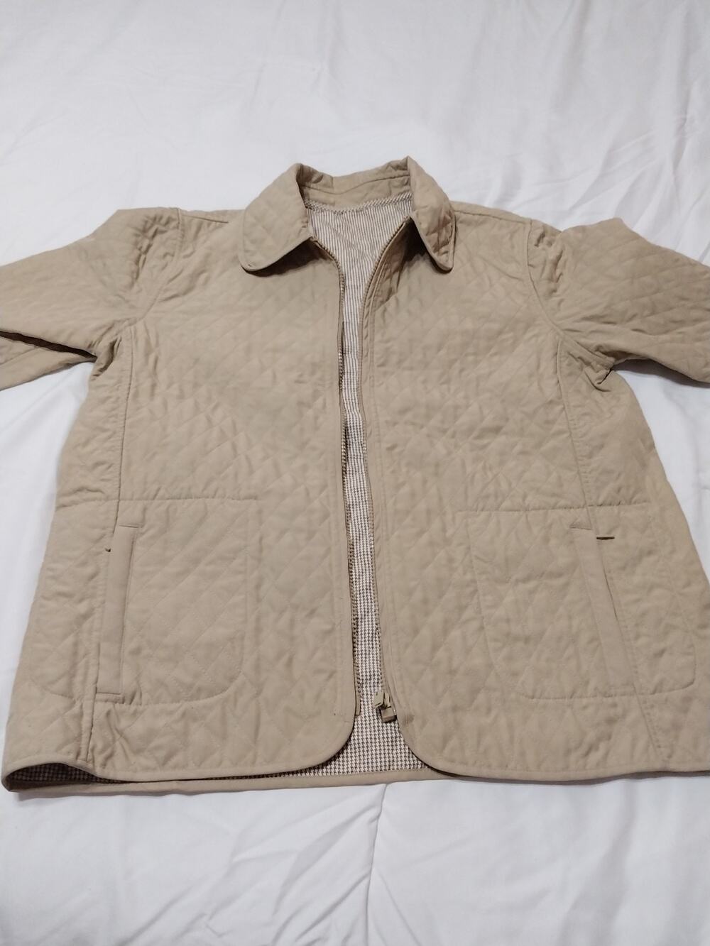 Blassport VTG Tan Gigham Quilted Zip-Up Jacket Size Small